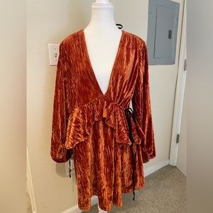 Velvet rust orange color dress